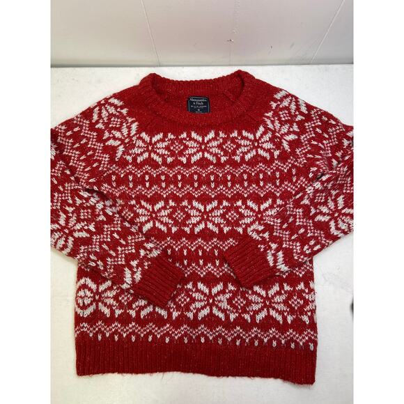 Abercrombie and Fitch Red and White Holiday Sweater in Size Medium - Picture 6 of 6